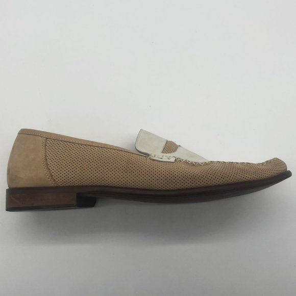 Zelli Italian Premium Men\'s Dress Leather Slip On Tan White Shoes-Size 11.5 main image 7
